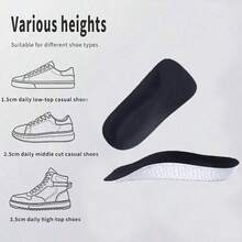 1pair Silicone Gel Height 1.5-3.5cm/0.59-1.38in Increase Insole Heel Lifting Inserts Shoe Elastic For Unisex, Inner Heightening Insole Artifact, Invisible Soft Sole For Men And Women, Breathable, Shock-Absorbing For Sports Without Tiring The Feet(Random Packaging), Back To School Supplies,Shoe,Spring Summer Picks,Brides Maid Gifts,Room,Bedroom Decor,Beach,Travel,For Men,For Women,Vacation,Cute Stuff - Black - View 8