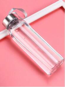 1 pieza Botella de agua portátil de plástico de 300ML/400ML/500ML, botella de bebida minimalista transparente, adecuada para el trabajo y los viajes, para exteriores, camping