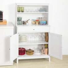 SoBuy FSB26-W, Home Kitchen Sideboard Storage Cabinet Cupboard White - White - View 3