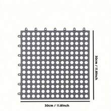 4/8/12件-镂空拼接家用防滑地垫，易于清洁和拼接，防水防滑淋浴地垫带排水孔，柔软舒适的地垫-灰色和白色方形设计，非常适合家庭浴室和浴室配件。 - 彩色 - 查看 8