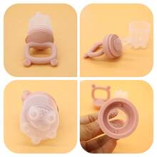 7pcs Silicone Baby Food Feeder, Cute Bear Shaped Infant Fruit Feeder Pacifier, Includes 6 Extra Silicone Food Pouches, Christmas, Halloween, Thanksgiving Gift - Multicolor - View 6