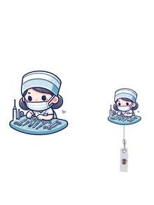 2D Flat Acrylic Nurse Girl ID Card Holder - Retractable Badge Reel, Durable Tag, Suitable For Medical Students And Practicing Nurses - Durable PMMA Material, For Workplace Identification, Medical Tag Clip | Fun Design | Durable Acrylic Material, Nurse Accessories, Back To School, Teacher Gift - Multicolor - View 2