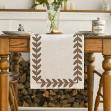 Green & Brown Willow Leaf Tablecloth, Seasonal Spring/Summer Kitchen & Dining Table Decor, Home Party Decoration - Multicolor - View 27