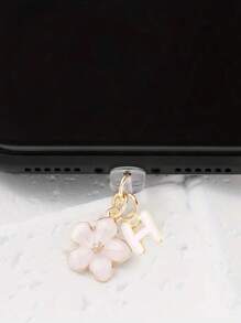 1 件时尚粉色花卉字母手机防尘塞，精致 A-Z 字母金属挂件，适合作为女性生日礼物，兼容 Lightning（5-14）/ Type-C 接口 - 粉色 - 查看 40