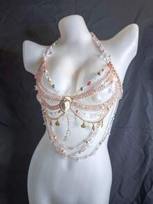 Dây chuyền đeo quanh người đính vỏ sò và ngọc trai thủ công unisex, phụ kiện áo ngực kiểu baroque gợi cảm. - vỏ bọc - Xem 11