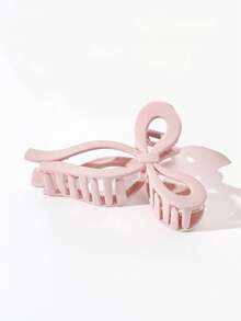 1pc 11cm/4.33inch Women's Solid Color Bowknot Large Hollow Hair Claw Clip, Elegant Sweet Campus Style, Suitable For Party, Dance, Daily Wear - Dusty Pink - View 6