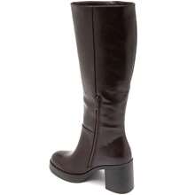 Bottes hautes à talon large effet cuir – Élégance intemporelle pour l’automne-hiver純色Casual休閒TPU無室外 - 棕色 - 查看 4