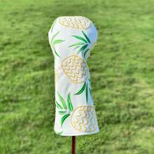 1件，菠萝图案，高尔夫球杆一号木杆和混合杆帽，PU皮革材质，多种图案可选，白色高尔夫配件，高尔夫礼品 - 白色 - 查看 9