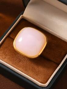 1枚复古不锈钢方形宝石戒指，适合女性日常、节日、订婚、约会、婚礼、度假等场合佩戴 - 一件法式方形寶石戒 - 查看 16