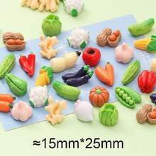 10/20/30/50/100pcs Assorted Miniature Resin Realistic Vegetable Decor Accessories, DIY Dollhouse Tiny Carrot, Cabbage, Garlic, Lotus Root, Chili Pepper, Peanut, Green Bean
