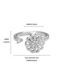 1PC Spinner Sunflower Rings For Women Stainless Steel Anti Anxiety Fidget Ring Wedding Jewelry Daily Wear Decoration