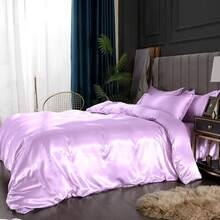 Full Satin Bedding Set In Wine Red, Silk - Like, Luxury Soft Burgundy Comforter Cover, Chic Bedroom Decor, Zippered (1 Duvet Cover + 2 Pillow Cases) - Multi 40 - 查看 7