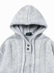 Womens Hooded Sweater Autumn Winter 2025 New Comfortable Loose Fit Lazy Style Soft Knit Pullover Ribbed Top Beige And Grey Casual Knitted Shirt Fashion Sweater Outwear For Women, Long Sleeve Tops