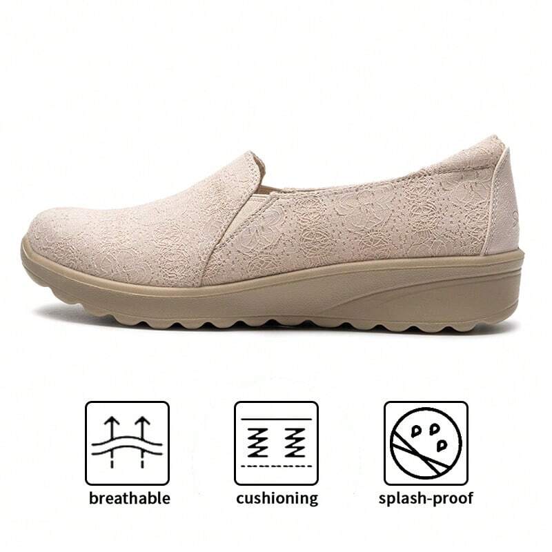 Skechers 女士一脚蹬休闲运动鞋，减震运动鞋，款式 158896-OFWT - 乳白色 - 查看 1