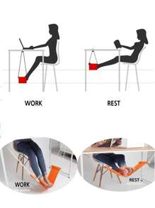 1pc Canvas Office Rest Foot Hammock, Outdoor Leisure Foot Hammock, Adjustable Length Foot Hammock, Slouchy Person Rest Foot Hammock, Foot Stool, Swing, Creative Home Gift, Relieve Foot Fatigue Rest Foot Hammock, Can Be Hung Under The Office As A Footrest - Multicolor - View 3