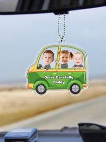 Customized "Drive Safely, Dad" Car Pendant With Baby Photo, Personalized Birthday Gift For Dad, Acrylic Hanging Ornament With Baby Photo, Personalized Father's Day Gift, Baby Photo Acrylic Hanging Ornament For Dad, Personalized Funny Birthday Gift For Grandpa, Baby Photo Acrylic Hanging Ornament, New Dad Gift, First Father's Day Gift For Him, Customized Craft, Fashionable Autumn, Home Decor, Decorate Your Home, Souvenir, Reusable, Cute, High Quality - Multicolor - View 7