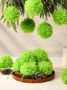 5/10 Green Faux Fur Christmas Decorations - Christmas Decorations Are Suitable For DIY Christmas Tree Hangers, Family Gatherings And Indoor Christmas Tree Wreaths. Fireplace Decoration. Christmas Decorations. Wreath Decoration - Featherless Christmas And Winter Holiday Decorations - Multicolor - View 4