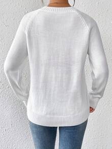 Heart Pattern Crewneck Knitted Sweater - Rice Apricot - View 2