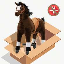 Battery-Free Mechanical Ride On Horse Plush Toy, Walking Action, M Size 4-9Y / L Size 7Y-Adult, Heavy Duty Load 165/187 LBS - Coffee Brown - View 6