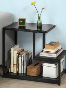 SoBuy FBT65-SCH, Side Table End Table Coffee Table Living Room Table With Storage Shelf, Black - Black - View 1