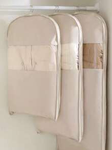 1pc Compressible Down Jacket Dust Cover, Garment Storage Bag With Transparent Window - Space-Saving Hanging Clothes Bag With Self-Compression Zipper, Wardrobe Organization Essential - Multicolor - View 2