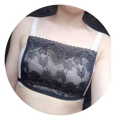 قطعة واحدة سيدي جديد من الدانتيل اللامع، من قماش البوليستر الناعم المبطن قابل للتعديل بأربعة مشابك، مناسب لأعلى المنخفضة، الفساتين والملابس السباحة، مريح، قابل للتنفس، حمالة صدر غير ظاهرة