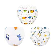 3/6Pcs Reusable Potty Training Pants, Washable Toilet Training Underwear With Cute Animal & Motivational Patterns, 4 Layers Absorbent, Machine Washable, Reusable Toddler Pants | Playful Pattern Pants | Durable Toddler Underwear - Multicolor - View 23
