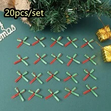 10/20pcs Christmas Mini Bows Small Satin Ribbon Bows Bowknot Metallic Edge For Hand Account Sewing Appliques Crafts Decor Wedding Birthday Party Decoration DIY Crafts