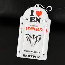 1 peça porta-cartões fotográficos retrô vermelho e branco, capa para cartões fotográficos, porta-cartões fotográficos "I Love En-Hyphen", porta-chaves, expositor de cartões fotográficos de ídolos Kpop, material PU, compatível com cartões fotográficos de ídolos de 3 a 3,5 polegadas, porta-cartões fotográficos de ídolos em formato de coração, pingente para bolsa