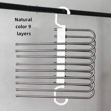 1件多功能可折叠裤架多层衣橱无缝裤子收纳架衣柜架防滑裤挂夹节省空间优质不锈钢可折叠魔术裤架 - 白色 - 查看 9