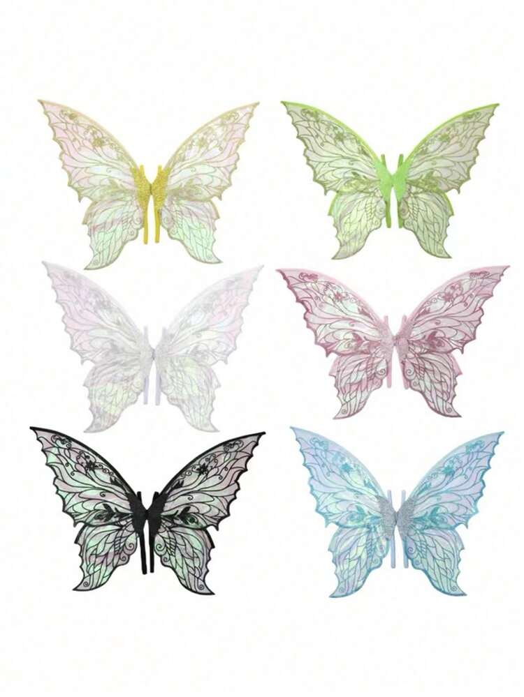 仙女翅膀成人女式万圣节仙女服装配饰蝴蝶瓢虫蜜蜂角色扮演仙女服装天使翅膀 - 彩色 - 查看 3