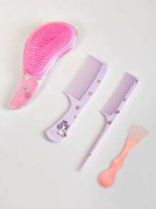 2件/4件/套可爱卡通动物造型防静电牙刷套装，宽齿梳和细齿梳，适合婴幼儿，随机印花位置/颜色