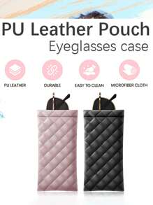 1pc Portable Squeeze Eyeglasses Case Pu Leather Soft Sunglasses Bag , Five Colors Available - Soft PU Leather Soft Eyeglasses, Sunglasses Bag, Pocket Phone Eyeglasses Storage Bag, Waterproof Durable Protective Eyeglasses Container, Perfect For Halloween/Christmas Gift Giving