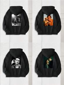 Customized Men's Hoodie, Boyfriend Style Loose Comfortable Sweatshirt, Casual, Loose, Outdoor, Holiday, Streetwear, Customized Graphic Design, Men's Hoodie, Black Top, Holiday Gift, Valentine's Day/Birthday/Anniversary Photo Customization, Gift For Him, Customized Casual Sweatshirt, Fall Winter
