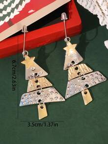 1 Pair Christmas Metal Christmas Tree Rhinestone Earrings, Christmas Gift For Women - Personalized Christmas Tree - View 4