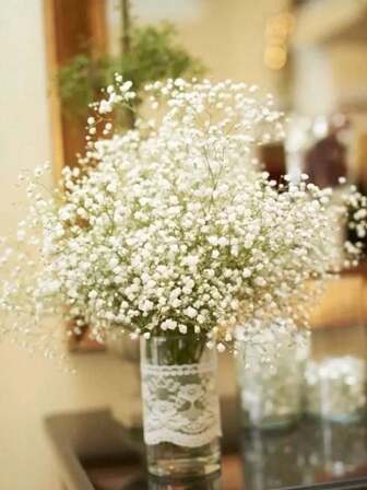 60pcs/30/25/20/15/10/5/1pc 11inch Babys Breath Artificial Flowers, Fake White Babys Breath Flowers Artificial Bulk, Real Touch Faux Babies Breath Gypsophila Bouquet For Wedding Floral Arrangement Party Decor Home Garden Decoration White Easter,Easter Decoration Suitable For Home Decoration, Living Room Decoration