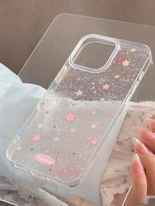 1 件透明闪光渐变蓝黄星手机壳,适用于 16/15/14/13/12/11/X 系列,韩国时尚 Ins 软妹简约设计防水防震防摔防刮 - 彩色 - 查看 6