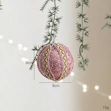 1pc 8cm Pink Foam Christmas Ball Ornament, Ins Style Christmas Tree Decor Pink Set, Glitter Girly Pink Christmas Tree Home Decoration Hanging Pendant