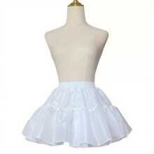 女士洛丽塔风格衬裙，45厘米松紧腰围，多层荷叶边裙摆支撑，钟形裙摆支撑，无骨结构，适合日常穿着和角色扮演，可用作万圣节和圣诞节服装的衬裙。 - 白色 - 查看 6