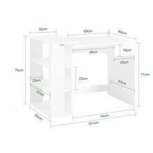 SoBuy Mesa de Escritorio, Mesa de Ordenador con un cajón y 4 estantes,Color Blanco, L 101 x H 76 cm,FWT35-W,ES Mesa Escritorio Silla de Oficina Muebles de Oficina en Casa, Mobiliario de estudio Blanco estilo nórdico, estilo sencillo 101x60x76 cm - Blanco - Ver 5