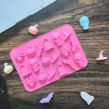 18 腔万圣节南瓜、墓碑、蜘蛛、蝙蝠、骷髅巧克力硅胶模具 DIY 糖果、饼干、蛋糕烘焙模具、巧克力模具、蜡烛、肥皂装饰模具、硅胶模具