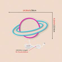 1pc Planet Neon Light, 10 Level Brightness LED Neon Sign, Wall Decor, USB Powered Neon Light, Suitable For Bedroom - Planet - View 9