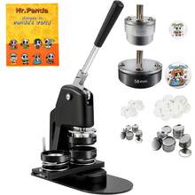 Button Maker Machine, Multiple Sizes 1.25+2.25 Inch Badge Punch Press Kit, Children DIY Gifts Pin Maker, Button Making Supplies With 500pcs Button Parts & Circle Cutter & Magic Book - Black - View 8