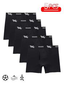 Boxer 5 Piece Panty Set In Black Cotton Men's Sporty Comfortable And Stylish Fit Design - Black - View 2