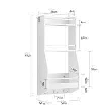 SoBuy رف جداري للمطبخ حامل توابل رف جداري مع 3 أرفف و3 خطافات أبيض W38 X D17 X H75cm KCR12-W - أبيض - مشاهدة 5