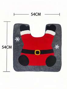 1pc New Christmas Faceless Old Man Toilet Cover For Home Christmas Toilet Cover Christmas Toilet Decoration, New Faceless Old Man Toilet Cover Set, Extends The Festive Atmosphere To Every Corner~ The Cute Faceless Old Man Design Has A Soothing Effect, With A Red Fur Hat Paired With White-Edged Fur. The And Endearing Image Instantly Makes The Toilet Cute. Toilet Seat Cover + Floor Mat Set Design.