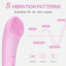 ALQD Cleansing, Rechargeable Silicone Face Scrubber With Heat Massage End, Vibrating Exfoliator Scrubber Deep Cleaning, Waterproof Face Women And Men (Pink) - 粉色 - 查看 5