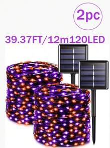 2 pièces/1 pièce Lumière solaire multicolore orange violet 39 pieds 120 LED/78 pieds 240 LED Décoration solaire d'Halloween Lampe extérieure Lumière violette orange Guirlande lumineuse en fil de cuivre, 8 modes clignotants à changer à volonté, Lumière solaire orange violet, Convient pour l'extérieur, le jardin, le balcon, les fêtes DIY, Halloween, la décoration de vacances Guirlande lumineuse en fil de cuivre de fée solaire (ligne noire) Décoration d'Halloween Décoration de la maison Décoration de fête Décoration d'Halloween Décoration de chambre Décoration de jardin d'Halloween pour cadeau de fée