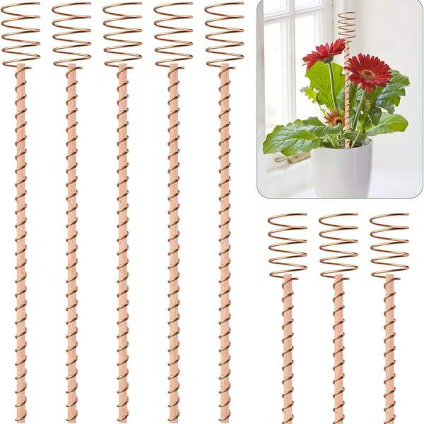 6pcs Electric Grow Plant Support, 12-Inch Copper Gardening Antenna, Copper Coil Plant Support, Suitable For Garden Plants, Fruits, Vegetables Growth, High Yield