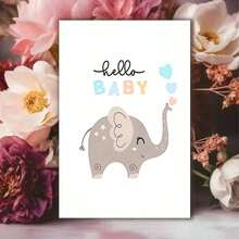 1pc "Welcome Little One" Newborn Card – Adorable Elephant Design (4.33x6.29in + Envelope) | Heartfelt Baby Shower & Birth Announcement Greeting | Perfect Gift For New Parents & Families Celebrating New Arrivals - Multicolor - View 9